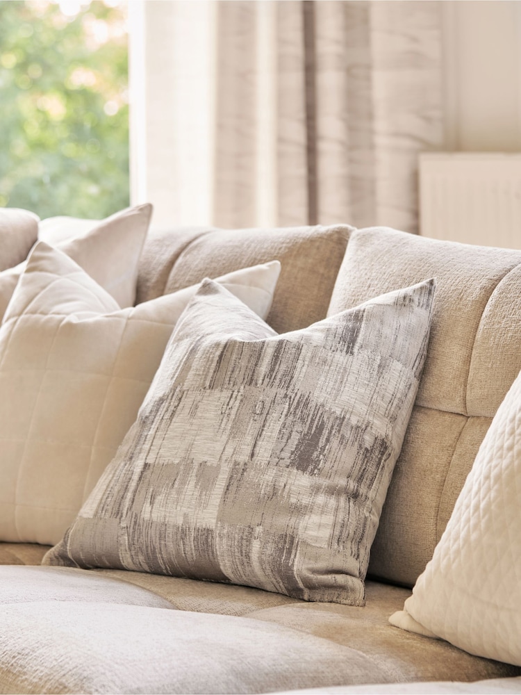 Silver 50 x 50cm Metallic Abstract Cushion - Image 2 of 7