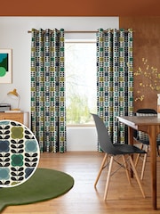Orla Kiely Blue and Green Spot Flower Stem Made to Measure Curtains - Image 1 of 9