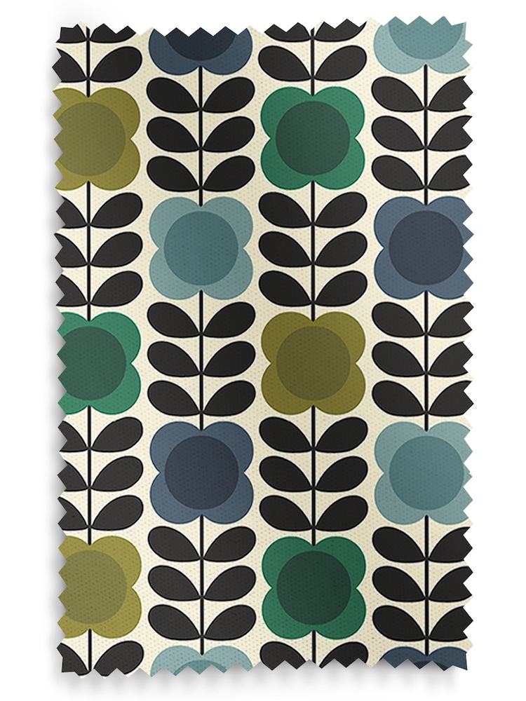 Orla Kiely Blue and Green Spot Flower Stem Made to Measure Curtains - Image 9 of 9