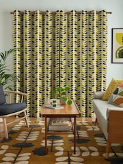 Orla Kiely Yellow Multi Stem Made to Measure 100% Cotton Curtains - Image 2 of 8