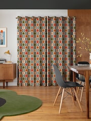 Orla Kiely Tomato and Pink Spot Flower Stem Made to Measure 100% Cotton Curtains - Image 2 of 9