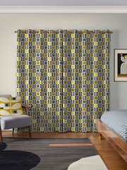 Orla Kiely Yellow and Grey Spot Flower Stem Made to Measure 100% Cotton Curtains - Image 2 of 9