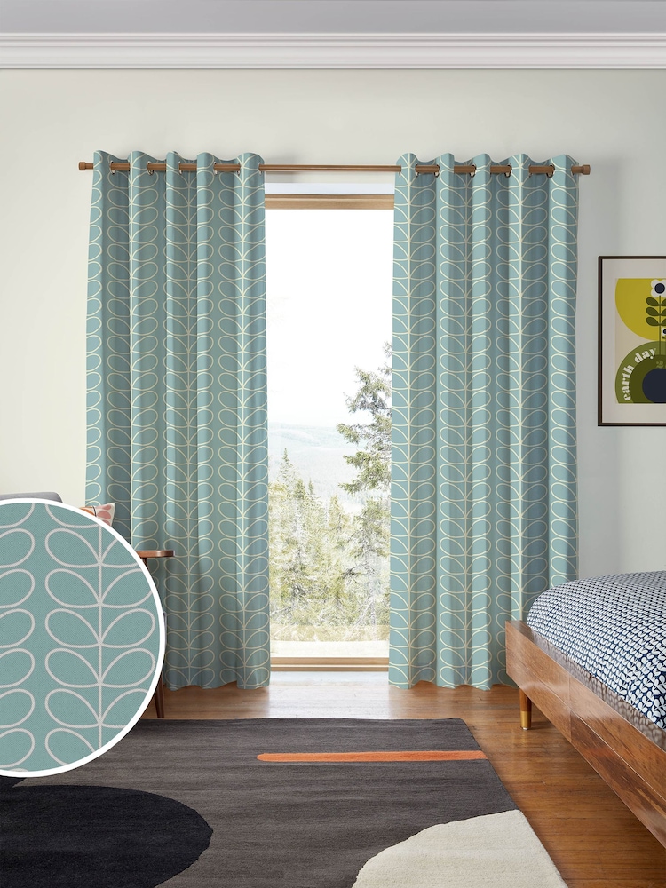 Orla Kiely Aqua Jumbo Linear Stem Made to Measure Curtains - Image 1 of 9