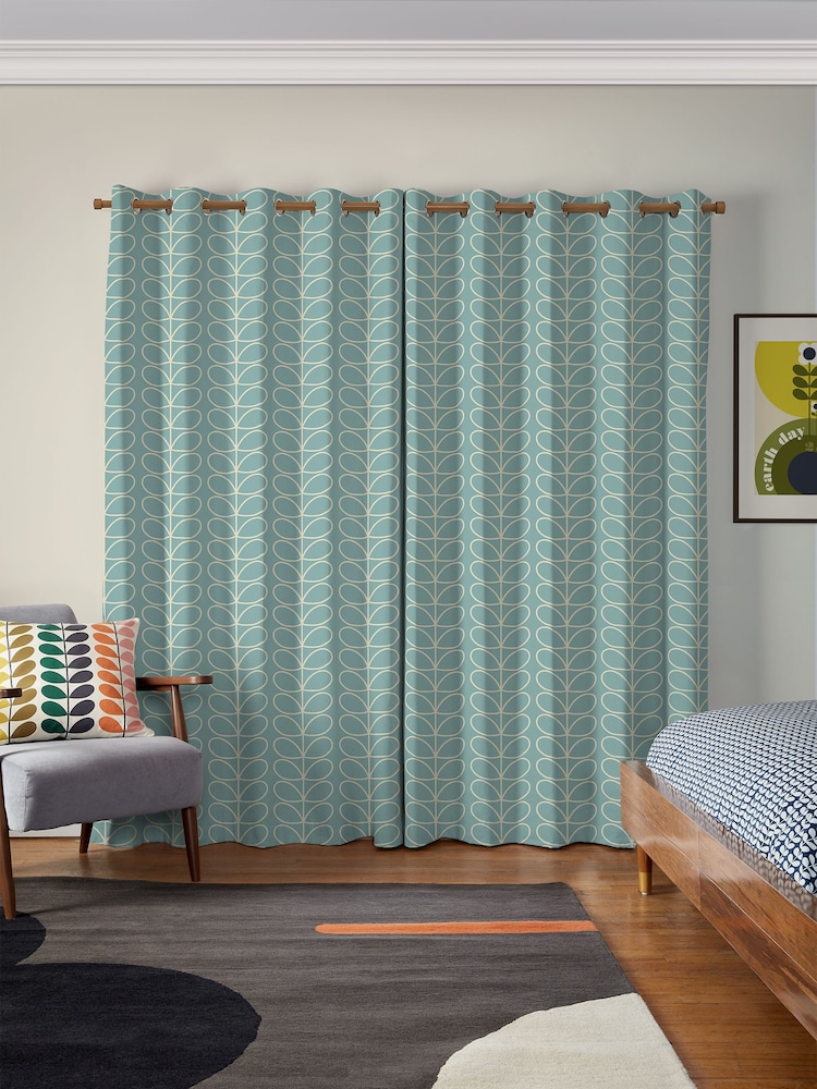 Orla Kiely Aqua Jumbo Linear Stem Made to Measure Curtains - Image 2 of 9