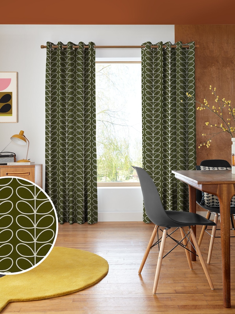 Orla Kiely Kelp Jumbo Linear Stem Made to Measure 100% Cotton Curtains - Image 1 of 8