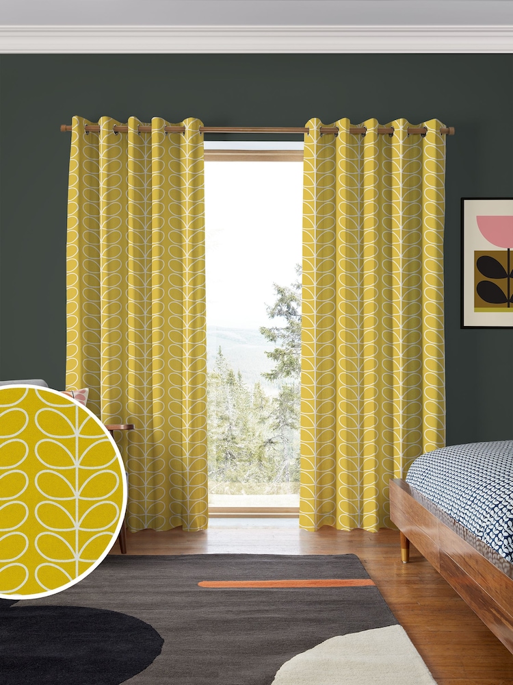Orla Kiely Sunflower Jumbo Linear Stem Made to Measure 100% Cotton Curtains - Image 1 of 9