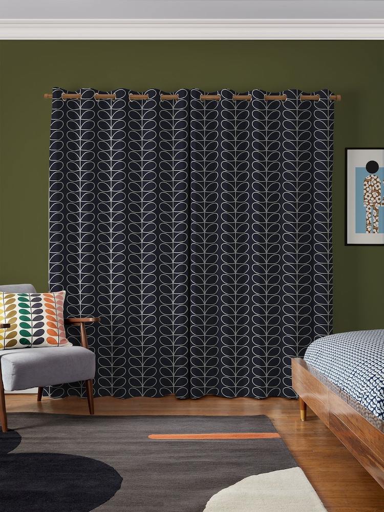 Orla Kiely Whale Jumbo Linear Stem Made to Measure 100% Cotton Curtains - Image 2 of 9