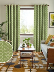Orla Kiely Chalky Green Jumbo Linear Stem Made to Measure 100% Cotton Curtains - Image 1 of 9