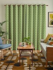 Orla Kiely Chalky Green Jumbo Linear Stem Made to Measure 100% Cotton Curtains - Image 2 of 9