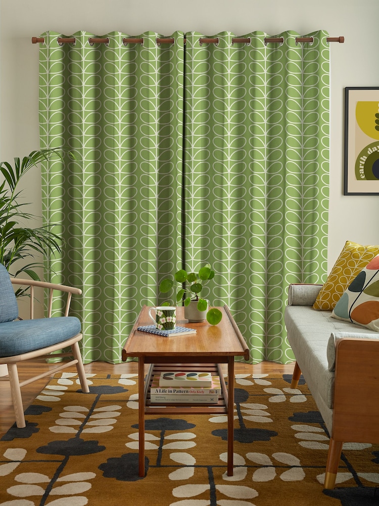 Orla Kiely Chalky Green Jumbo Linear Stem Made to Measure 100% Cotton Curtains - Image 2 of 9