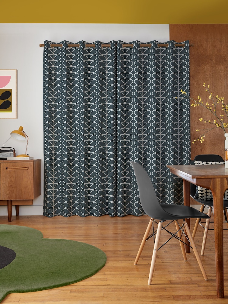 Orla Kiely Marine Jumbo Linear Stem Made to Measure 100% Cotton Curtains - Image 2 of 9