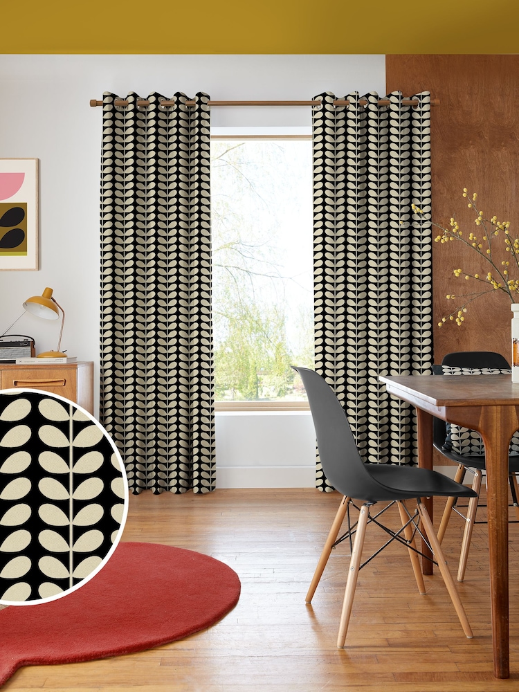 Orla Kiely Black Solid Stem Made to Measure Curtains - Image 1 of 9