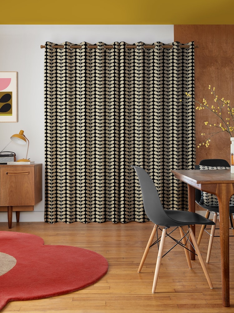 Orla Kiely Black Solid Stem Made to Measure Curtains - Image 2 of 9