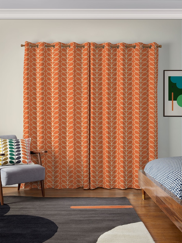 Orla Kiely Persimmon Jumbo Linear Stem Made to Measure 100% Cotton Curtains - Image 2 of 9