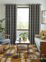 Orla Kiely Liqourice Jumbo Linear Stem Made to Measure 100% Cotton Curtains - Image 1 of 9