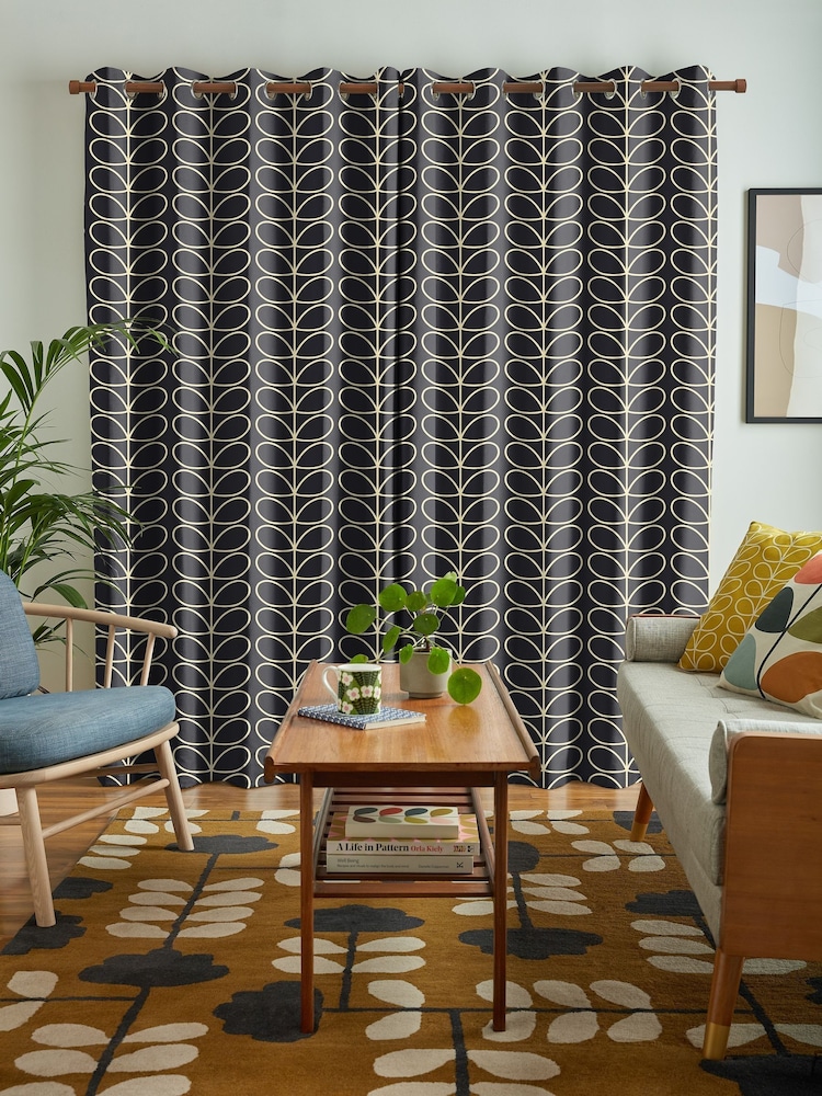 Orla Kiely Liqourice Jumbo Linear Stem Made to Measure 100% Cotton Curtains - Image 2 of 9