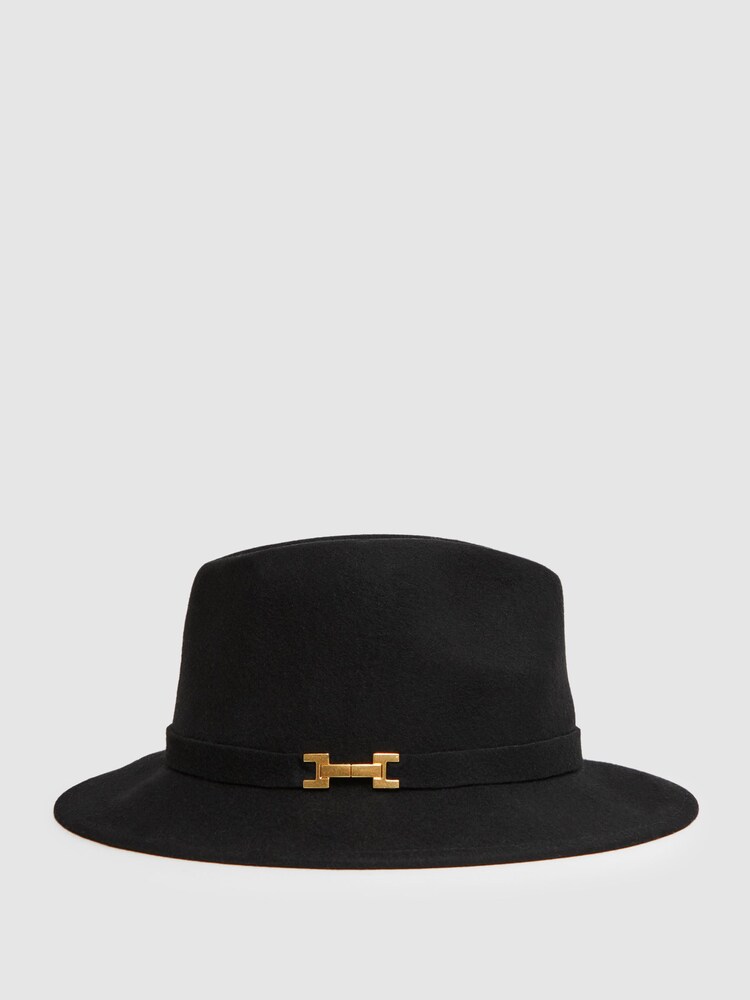 Reiss Black Holly Wool Fedora Hat - Image 1 of 4