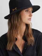 Reiss Black Holly Wool Fedora Hat - Image 2 of 4