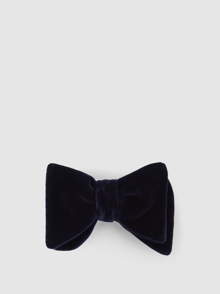 Reiss Navy Hike Velvet Bow Tie - Image 1 of 5