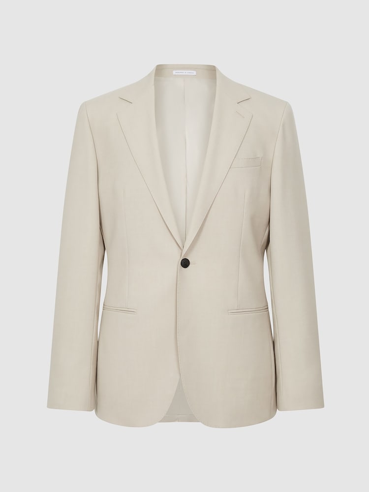 Reiss Stone Fine Modern Fit Single Breasted Wool Blazer - Image 2 of 6