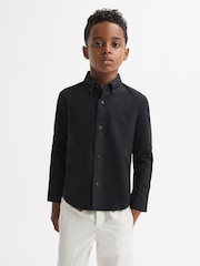 Reiss Black Greenwich 3-9 yrs Button Down Oxford Shirt - Image 3 of 6