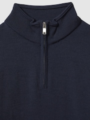 Reiss Eclipse Blue Blackhall Senior Zip-Neck Merino Wool Jumper - Image 2 of 6