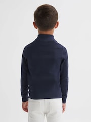 Reiss Eclipse Blue Blackhall Senior Zip-Neck Merino Wool Jumper - Image 3 of 6