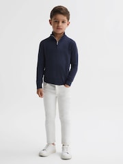 Reiss Eclipse Blue Blackhall Junior Merino Wool Zip-Neck Jumper - Image 3 of 6