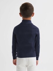 Reiss Eclipse Blue Blackhall Junior Merino Wool Zip-Neck Jumper - Image 5 of 6