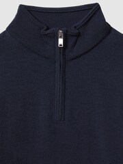 Reiss Eclipse Blue Blackhall Junior Merino Wool Zip-Neck Jumper - Image 6 of 6
