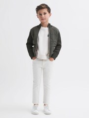 Reiss Forest Green Amos Senior Hybrid Zip-Through Quilted jacket - Image 3 of 6