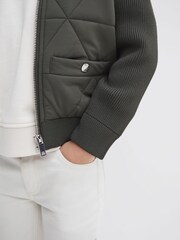 Reiss Forest Green Amos Senior Hybrid Zip-Through Quilted jacket - Image 4 of 6