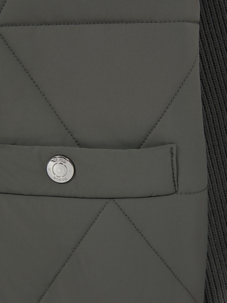 Reiss Forest Green Amos Senior Hybrid Zip-Through Quilted jacket - Image 6 of 6