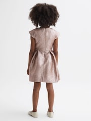 Reiss Gold Nia 9-14 yrs Metallic Cap Sleeve Dress - Image 4 of 5