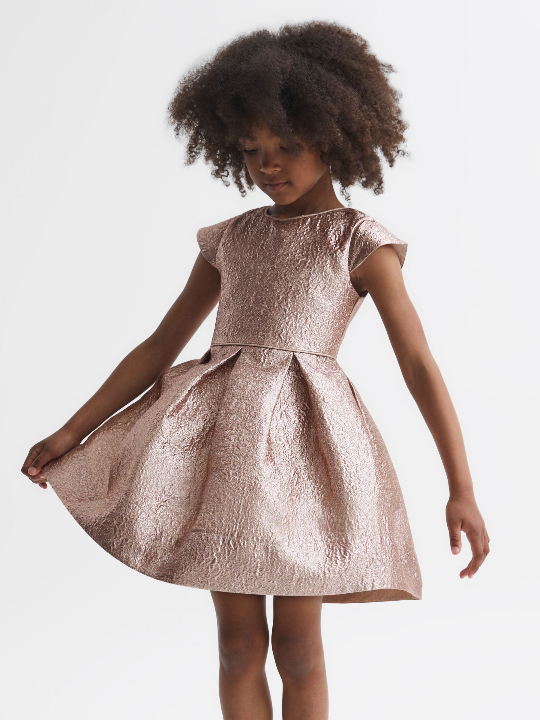 Buy Reiss Gold Nia 4 9 yrs Metallic Cap Sleeve Dress from Next Luxembourg