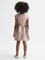 Reiss Gold Nia 4-9 yrs Metallic Cap Sleeve Dress - Image 4 of 5