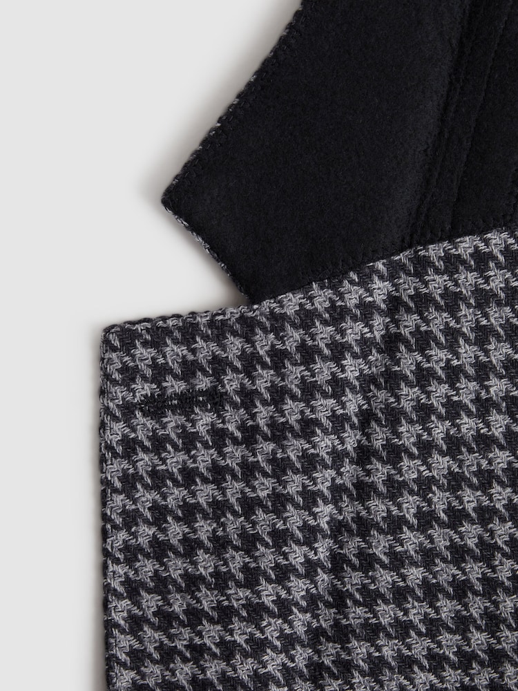 Reiss Navy Lite Slim Fit Wool Blend Dogtooth Blazer - Image 6 of 6