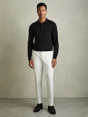 Reiss Black Trafford Merino Wool Polo Shirt - Image 3 of 7