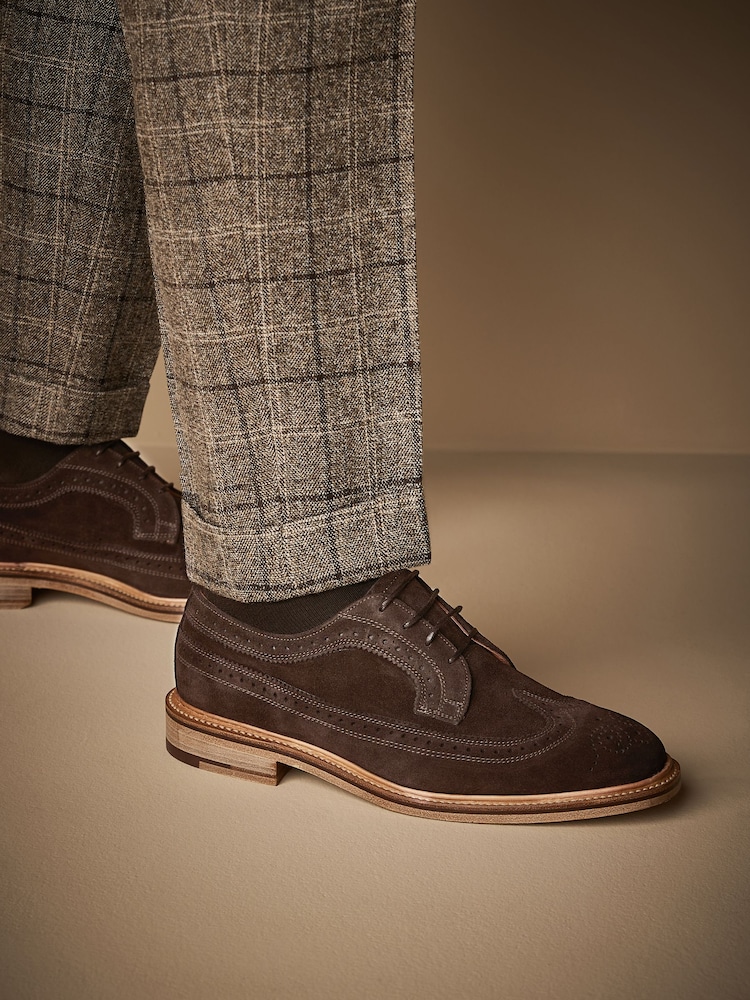 Brown Suede Sanders for Next Longwing Brogue Shoes - Image 1 of 7