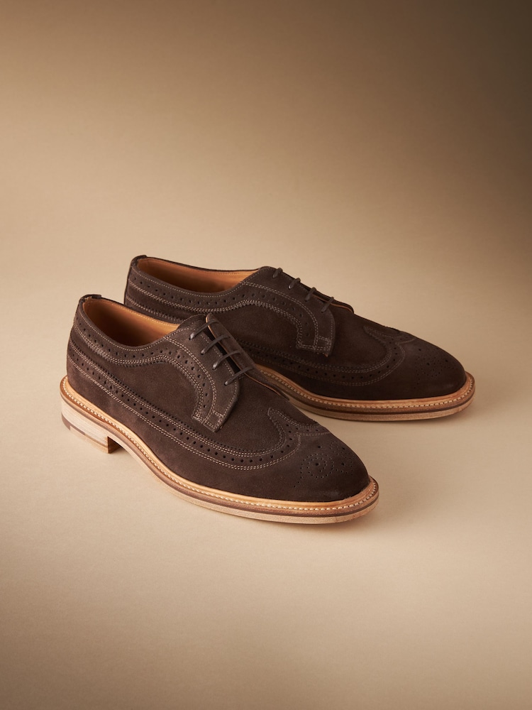 Brown Suede Sanders for Next Longwing Brogue Shoes - Image 2 of 7 Brown Suede Sanders for Next Longwing Brogue Shoes - Image 2 of 7