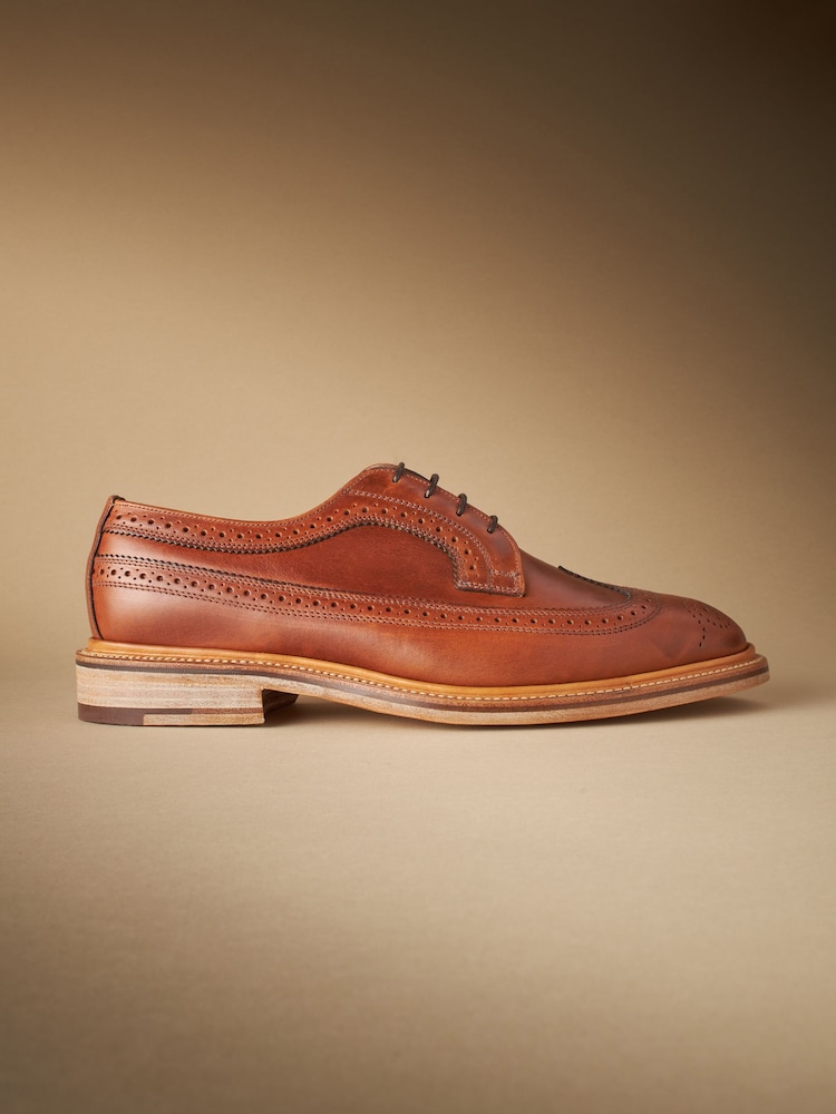 Tan/Brown Leather Sanders for Next Longwing Brogue Shoes - Image 3 of 9