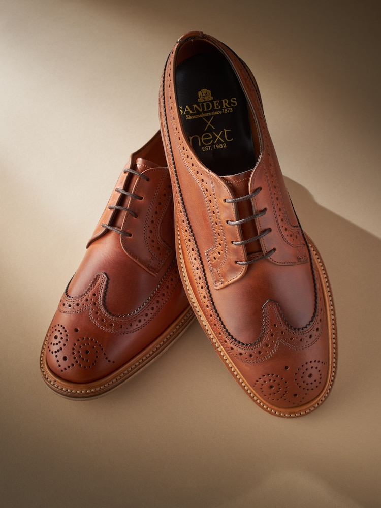 Tan/Brown Leather Sanders for Next Longwing Brogue Shoes - Image 5 of 9
