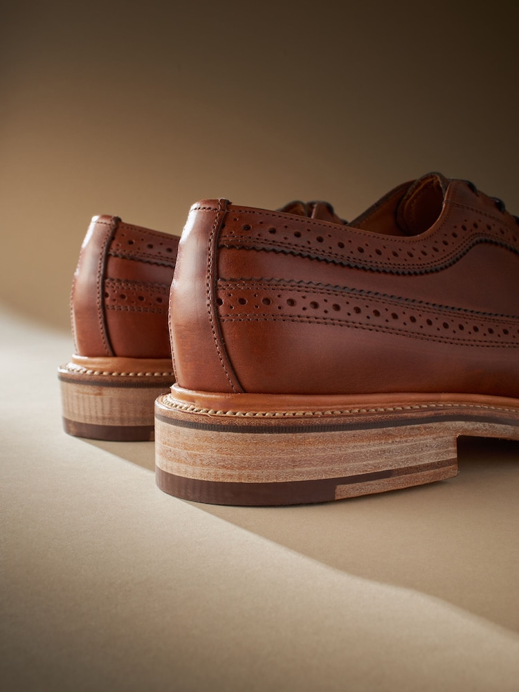 Tan/Brown Leather Sanders for Next Longwing Brogue Shoes - Image 8 of 9