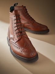 Tan Brown Leather Sanders for Next Cleated Brogue Boots - Image 2 of 7