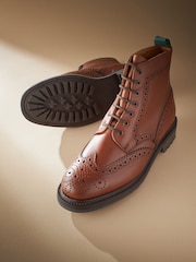 Tan Brown Leather Sanders for Next Cleated Brogue Boots - Image 4 of 7