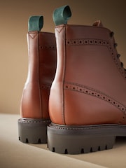 Tan Brown Leather Sanders for Next Cleated Brogue Boots - Image 6 of 7