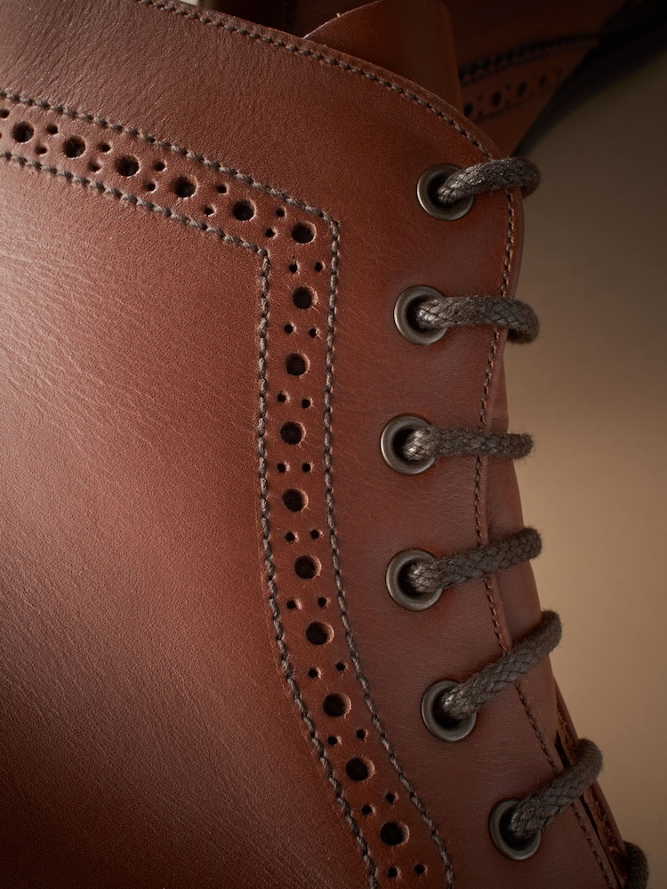 Tan Brown Leather Sanders for Next Cleated Brogue Boots - Image 7 of 7