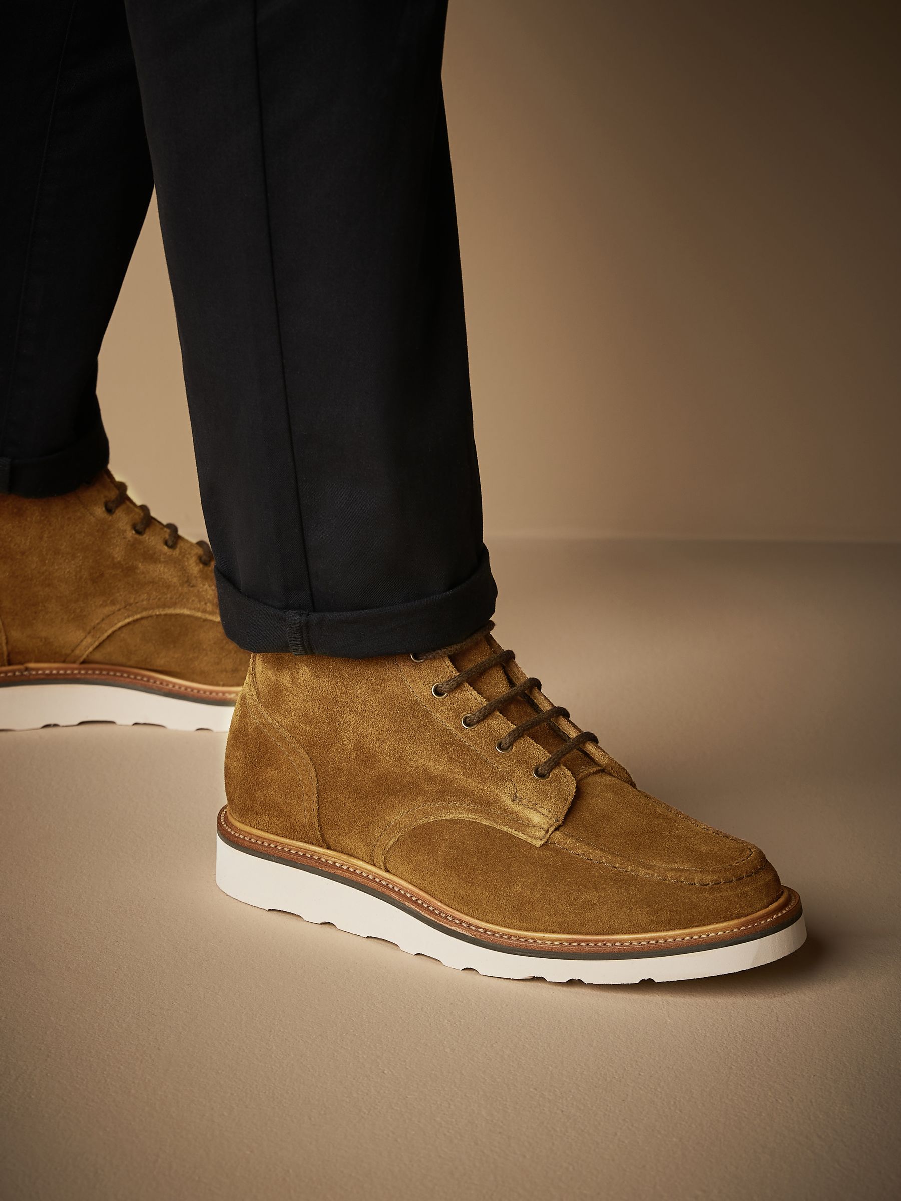 Buy Tan Brown Suede Sanders for Next Apron Wedge Boots from Next Luxembourg