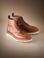 Tan Brown Leather Sanders for Next Apron Wedge Boots - Image 2 of 9