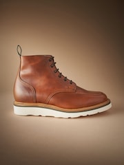 Tan Brown Leather Sanders for Next Apron Wedge Boots - Image 3 of 9